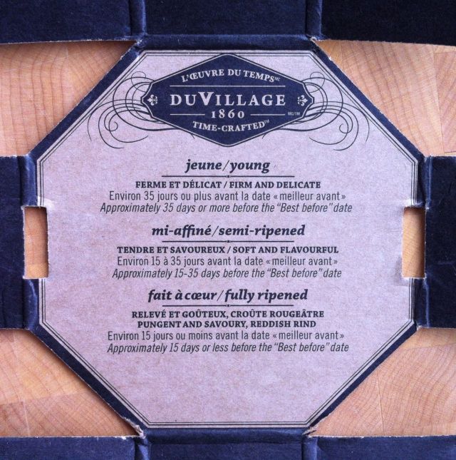 DuVillage Le Triple Cream Cheese info inside the box